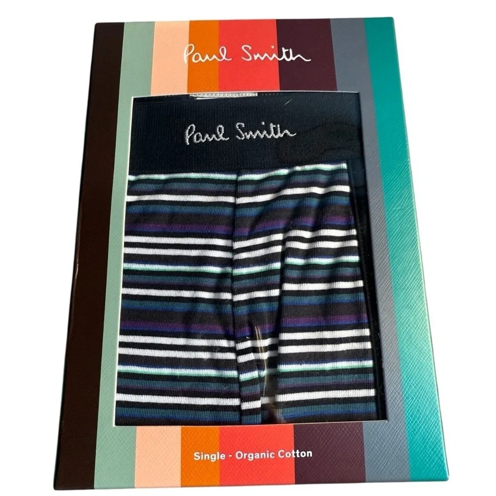 Paul Smith‎ Mens XXL Boxer Briefs Organic Cotton Blue Striped Long Trunk 2XL NWT